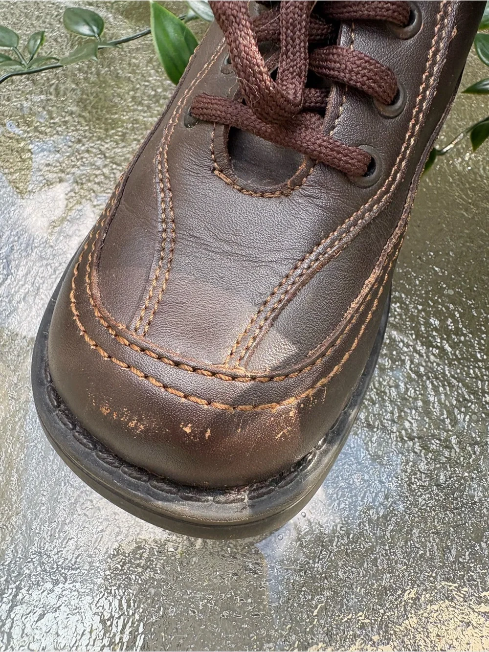 Toddler Brown Leather Casual Lace-Up Shoes